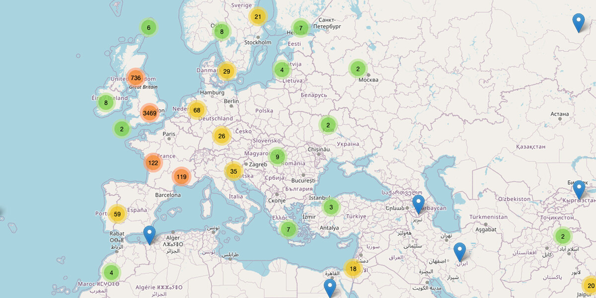 Simple Collaboration Map Sample Simple Collaborative Maps - Murmurations Wordpress Plugins · Dandelion